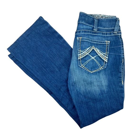 Ariat Denim - Ariat REAL Jeans Womens 29R Mid Rise Boot Entwined Stretch Western Cowgirl Ocean